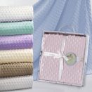 Manta de topitos azul para bebe bordada