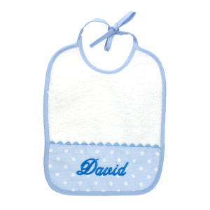 Babero para bebés color azul con cinta