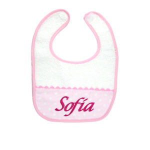 Babero para bebés color rosa con velcro