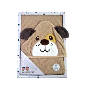 capa de baño bebe 100% algodón con carita de perro