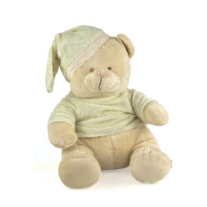 osito de peluche beige bordado