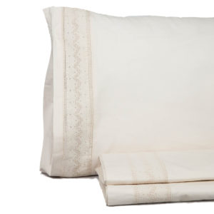 Juego de sábana vintage don algodón modelo ursula blanco