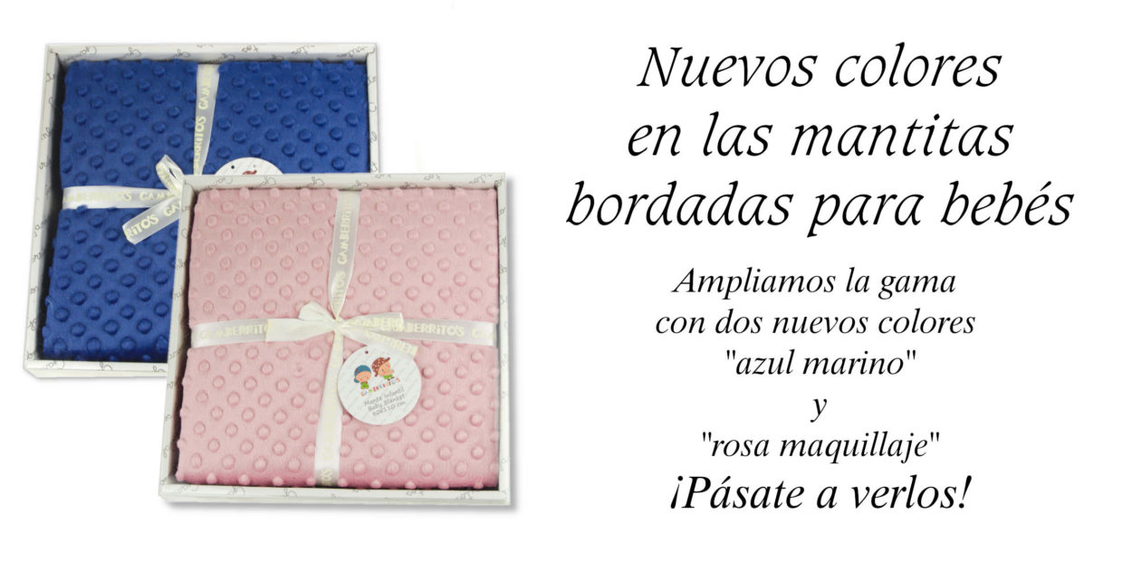 Nuevos colores en mantitas bordadas para bebé