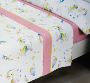 sabanas de sedalina modelo unicornios para camas de 90