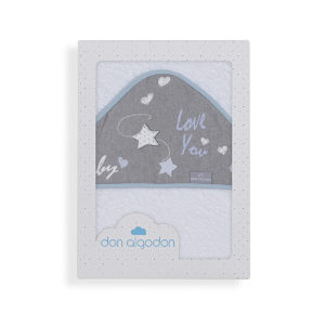 Capa de baño bebé Don Algodón 100x100 cm 100% algodón blanca biés azul