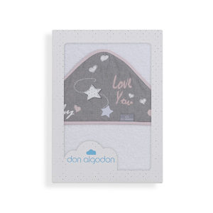 Capa de baño bebé Don Algodón 100x100 cm 100% algodón blanca biés rosa